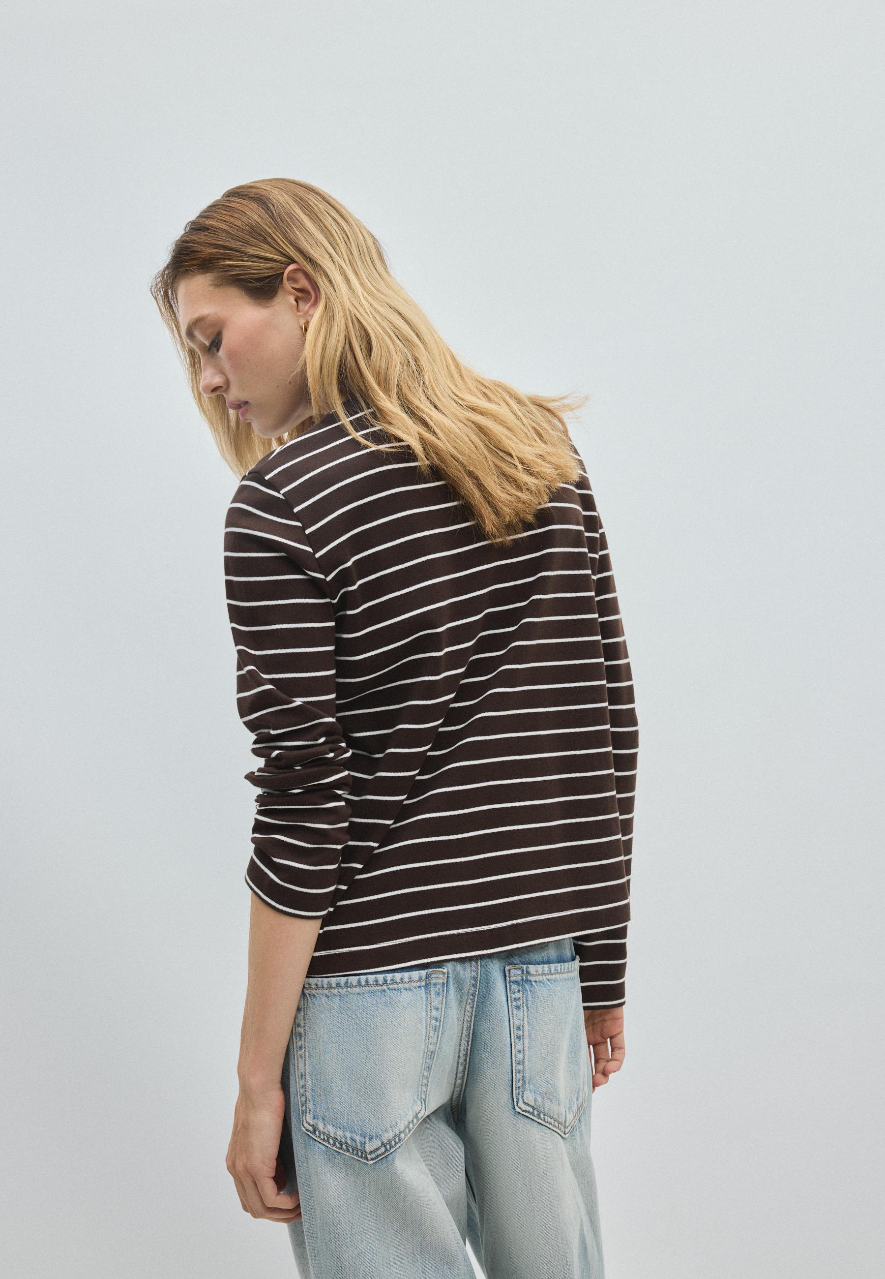 Long sleeve striped T-shirt — Brown