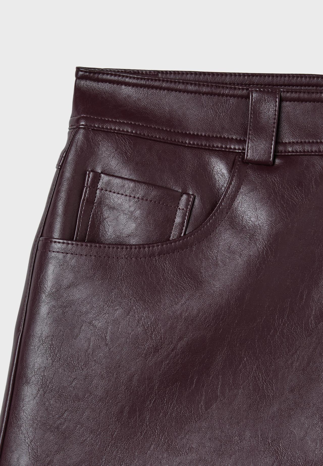 D62 leather effect skort — Burgundy