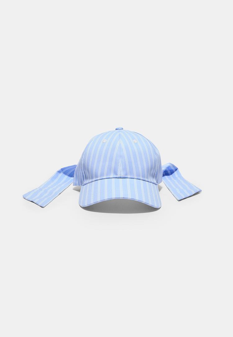 Stradivarius Ριγέ Καπέλο Με Φιόγκο Μπλε Os