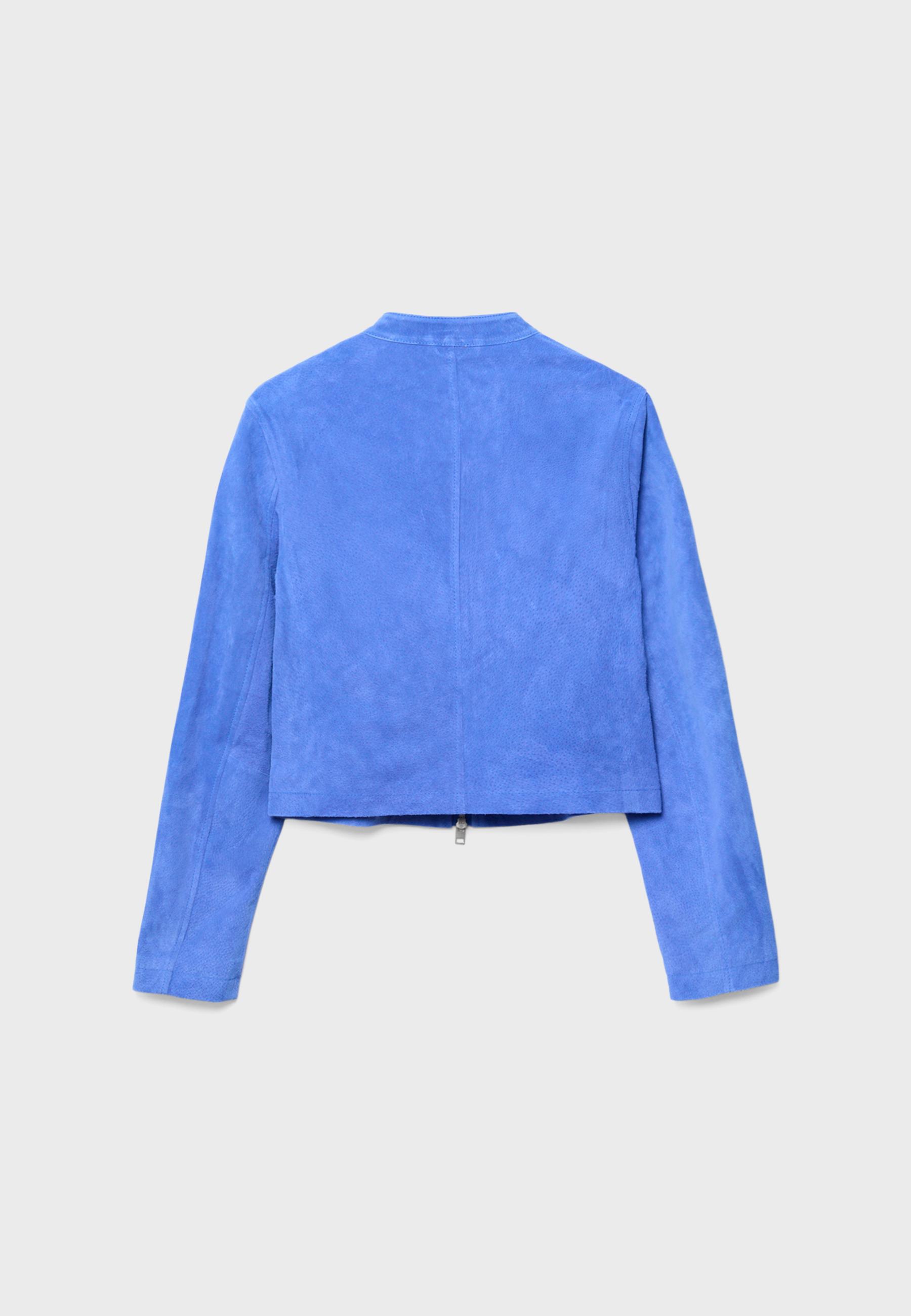 100% leather biker jacket — Royal blue