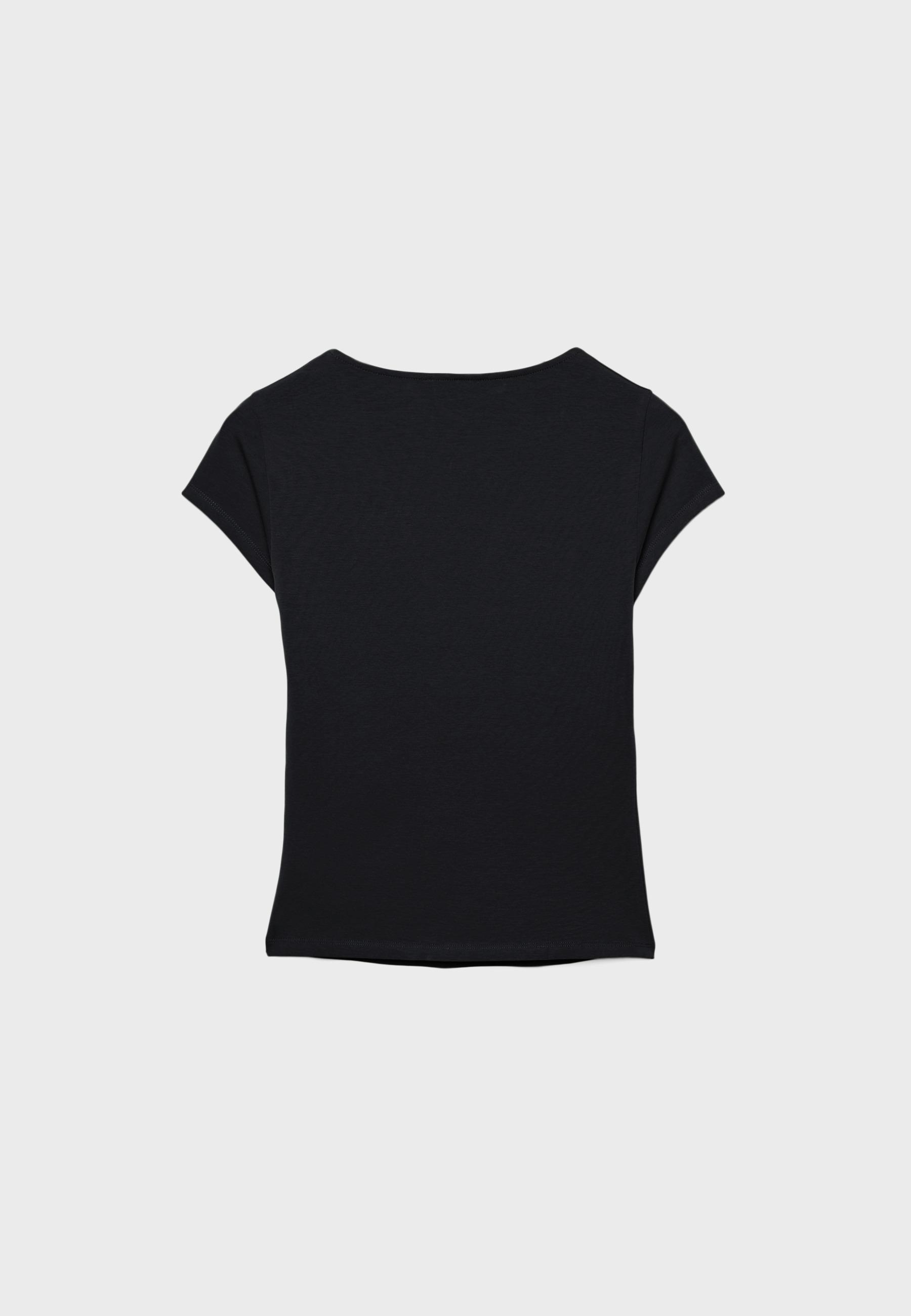 V-neck short sleeve T-shirt — Black