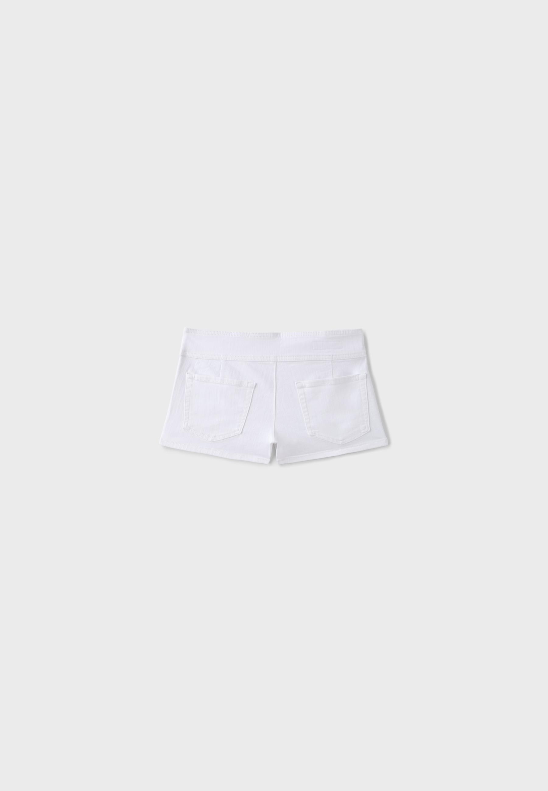 Button-detail denim shorts — White