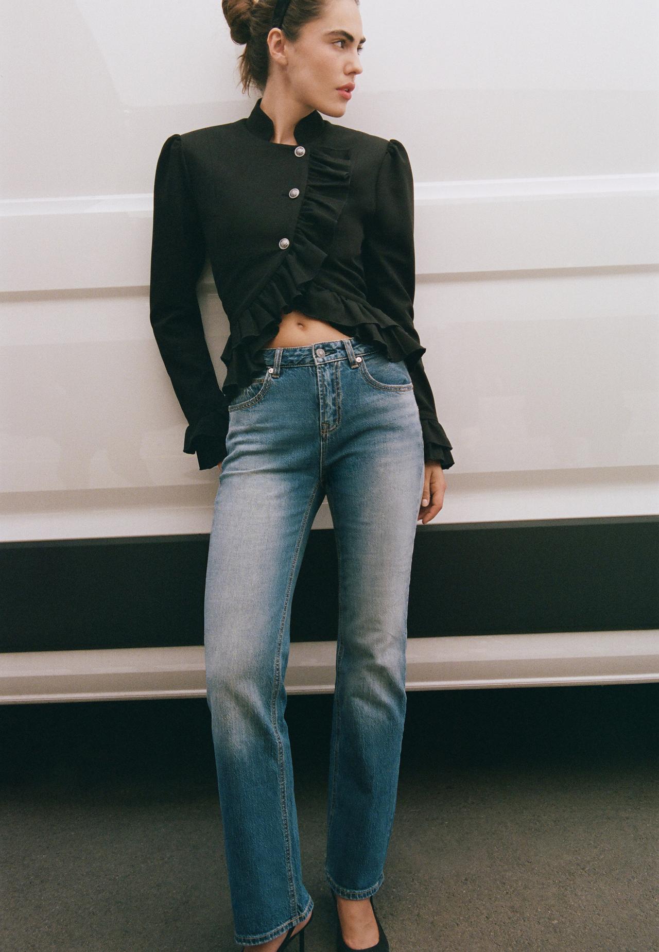 D98 straight-leg vintage effect jeans — MEDIUM BLUE DENIM