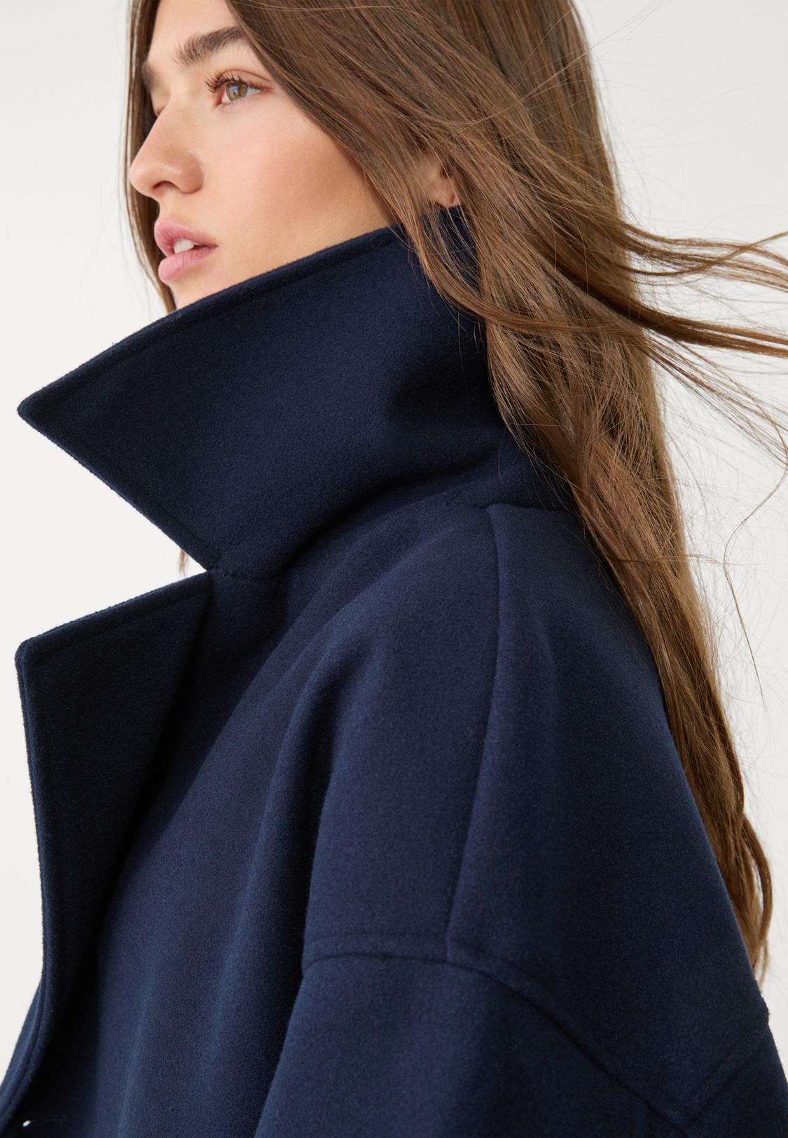 Abrigo Doble Stradivarius Abrigo Azul Abrigo Lana Stradivarius