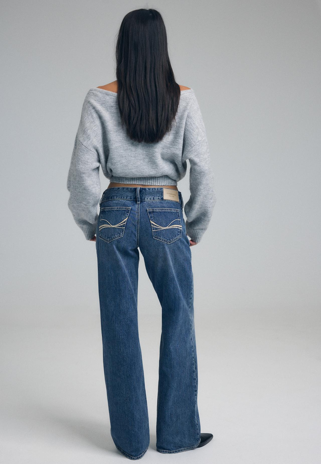 Low-rise straight jeans with hammer waist — MEDIUM DENIM WASH