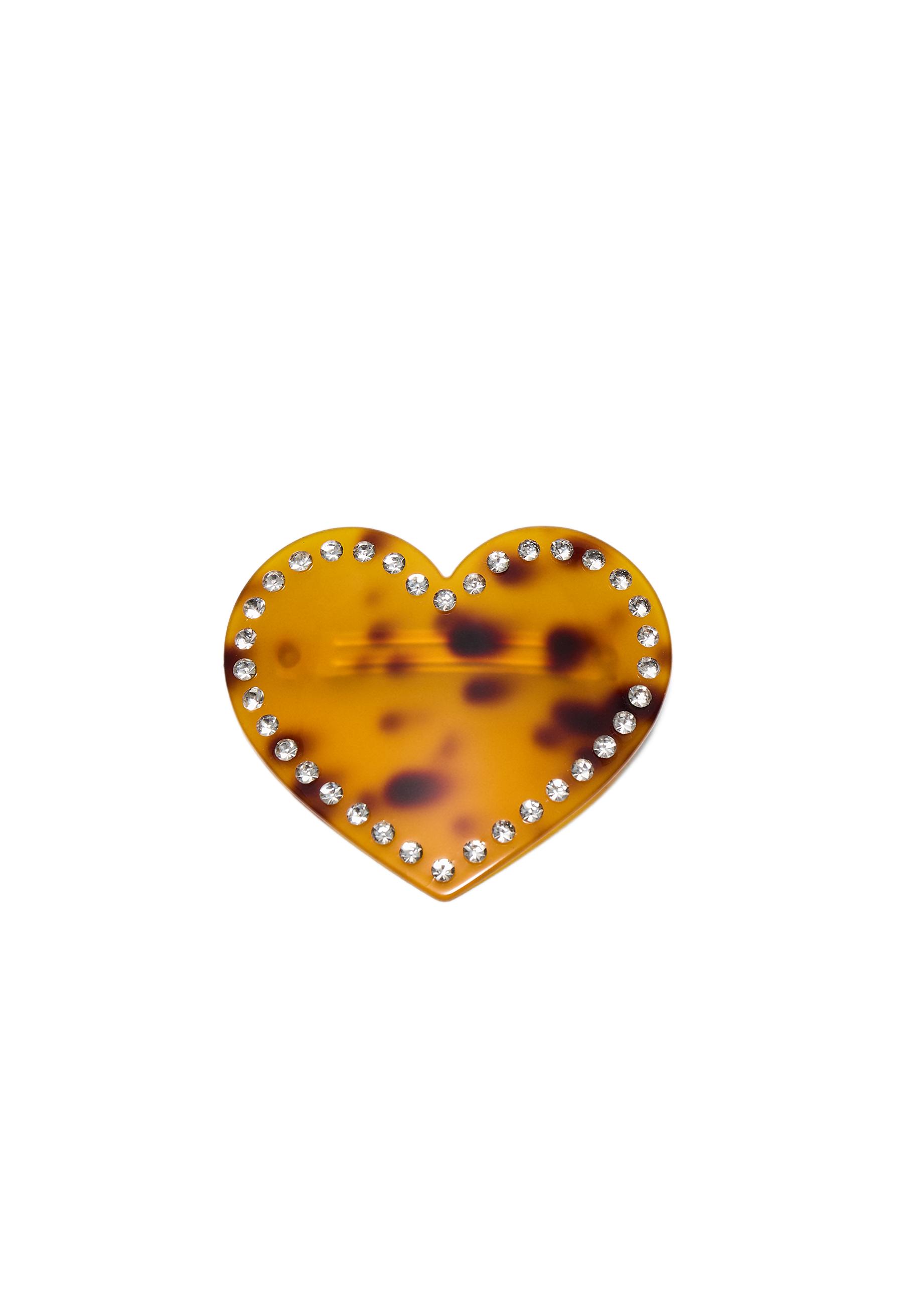 Heart stud fur clip — Brown