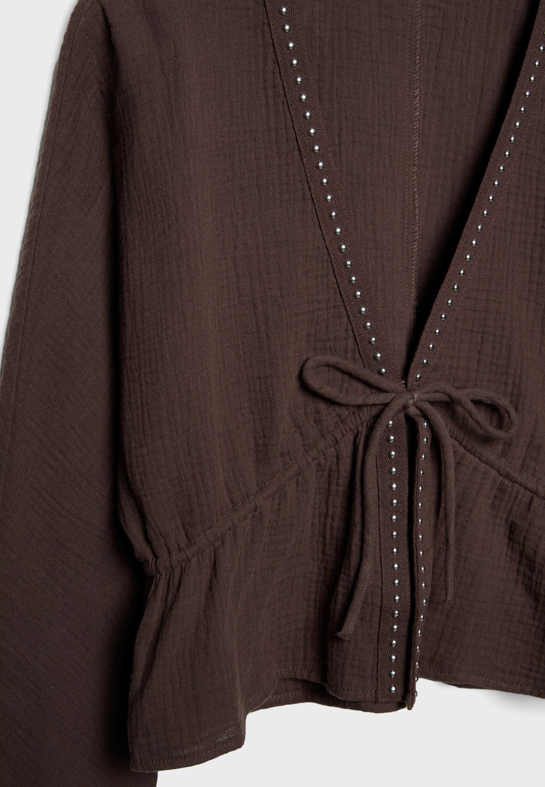 Open studded shirt — Brown