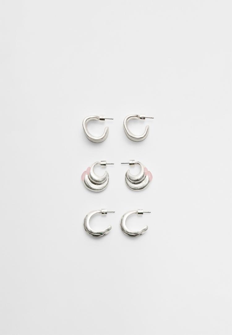 set 3 pendientes textura