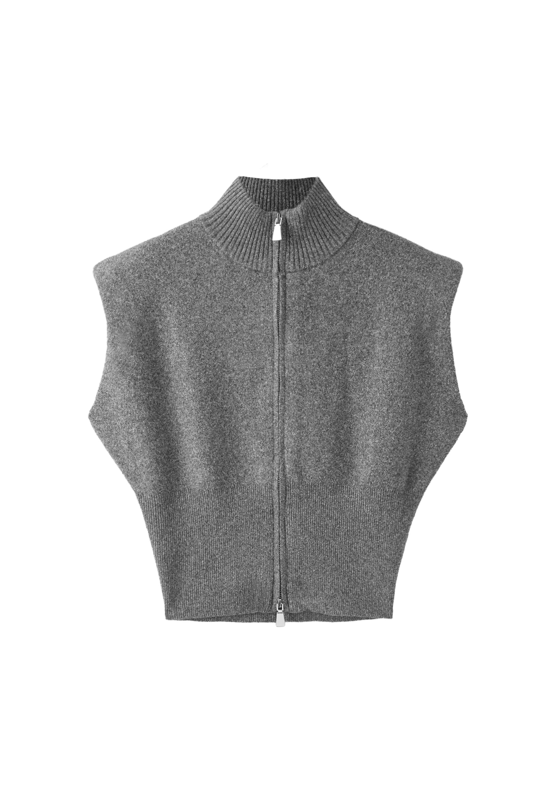 Knit vest with padded shoulders and zip — Dark grey