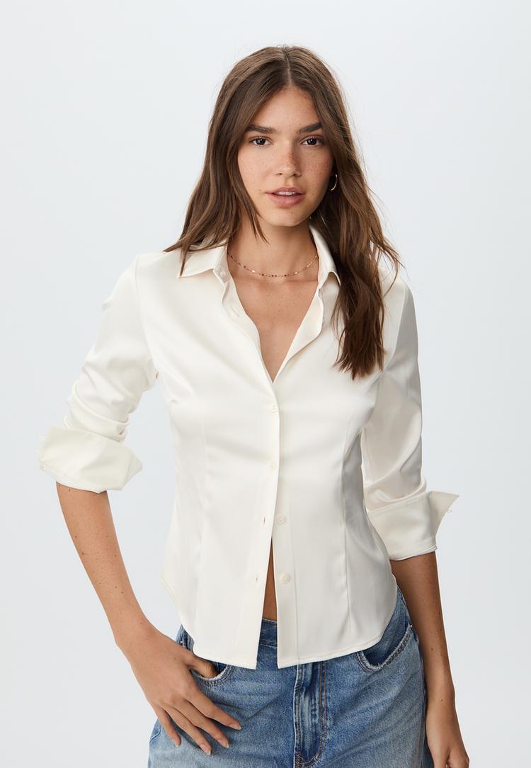 camicia aderente satinata