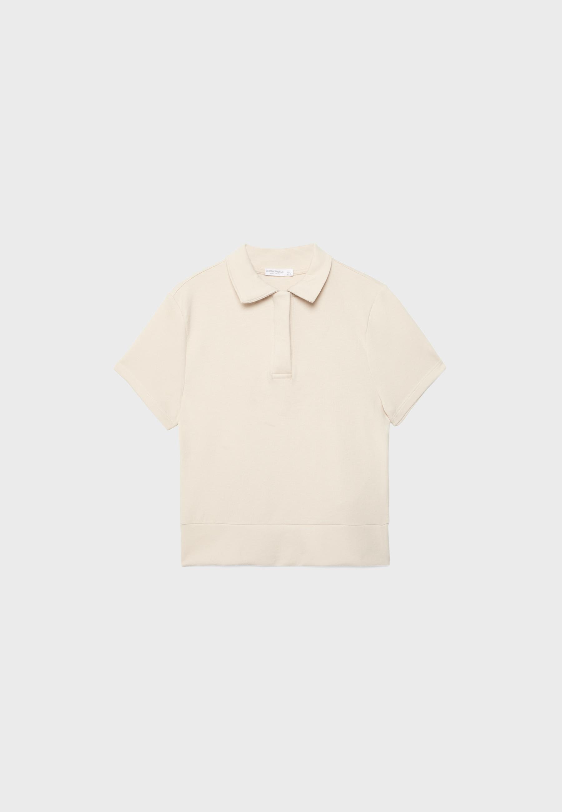 Short sleeve polo T-shirt — Stone