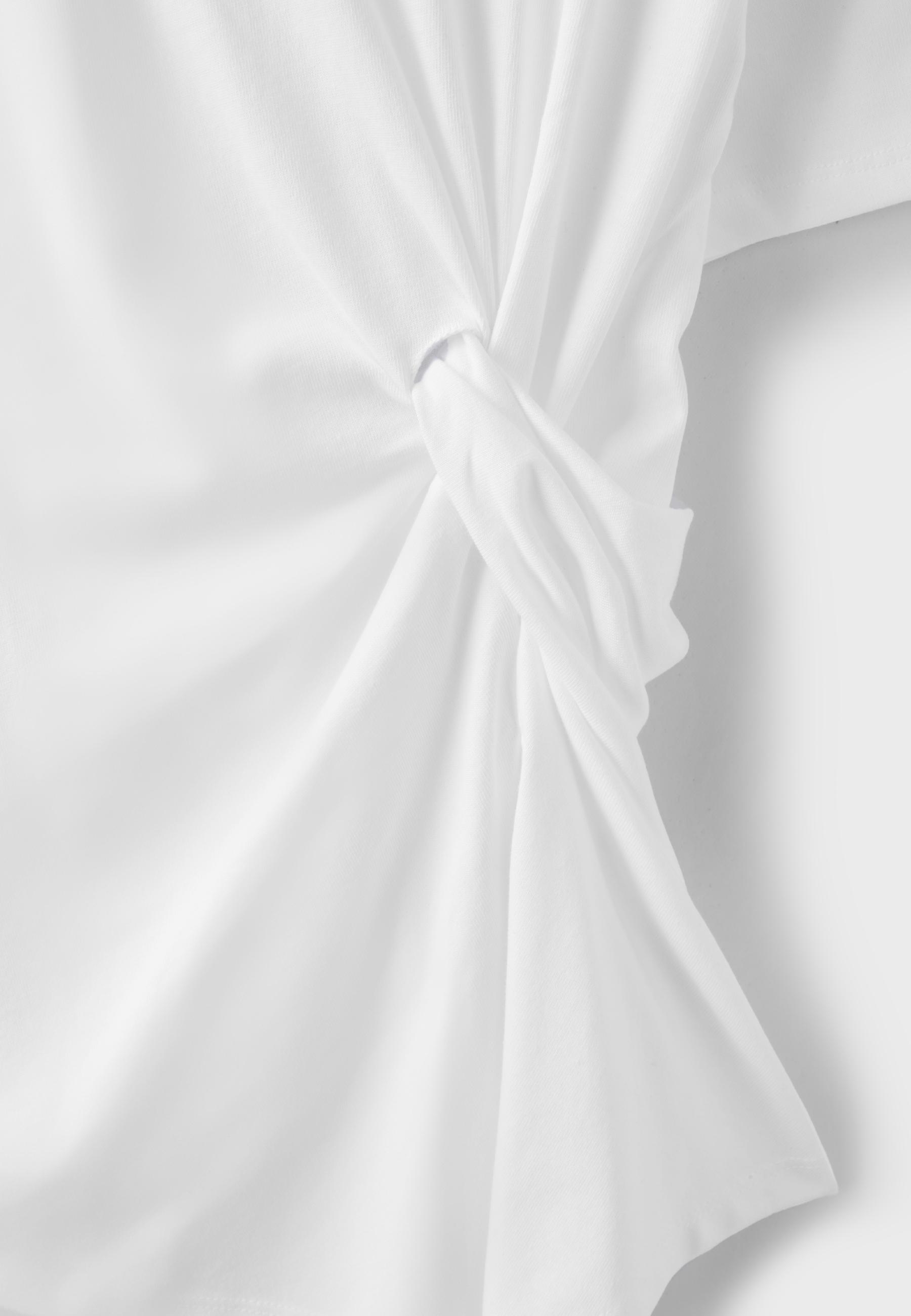 Short sleeve knot-detail T-shirt — Ecru