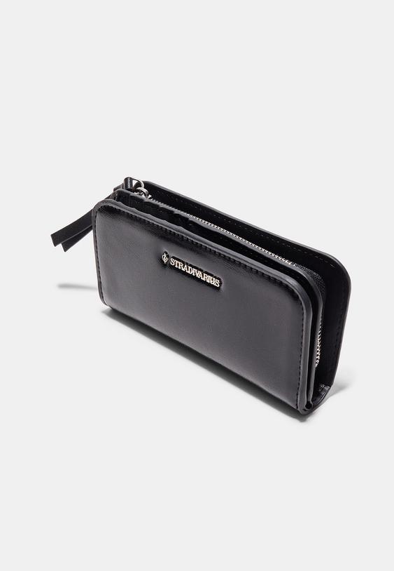 Stradivarius Portofel Cu Fermoar Negru Os