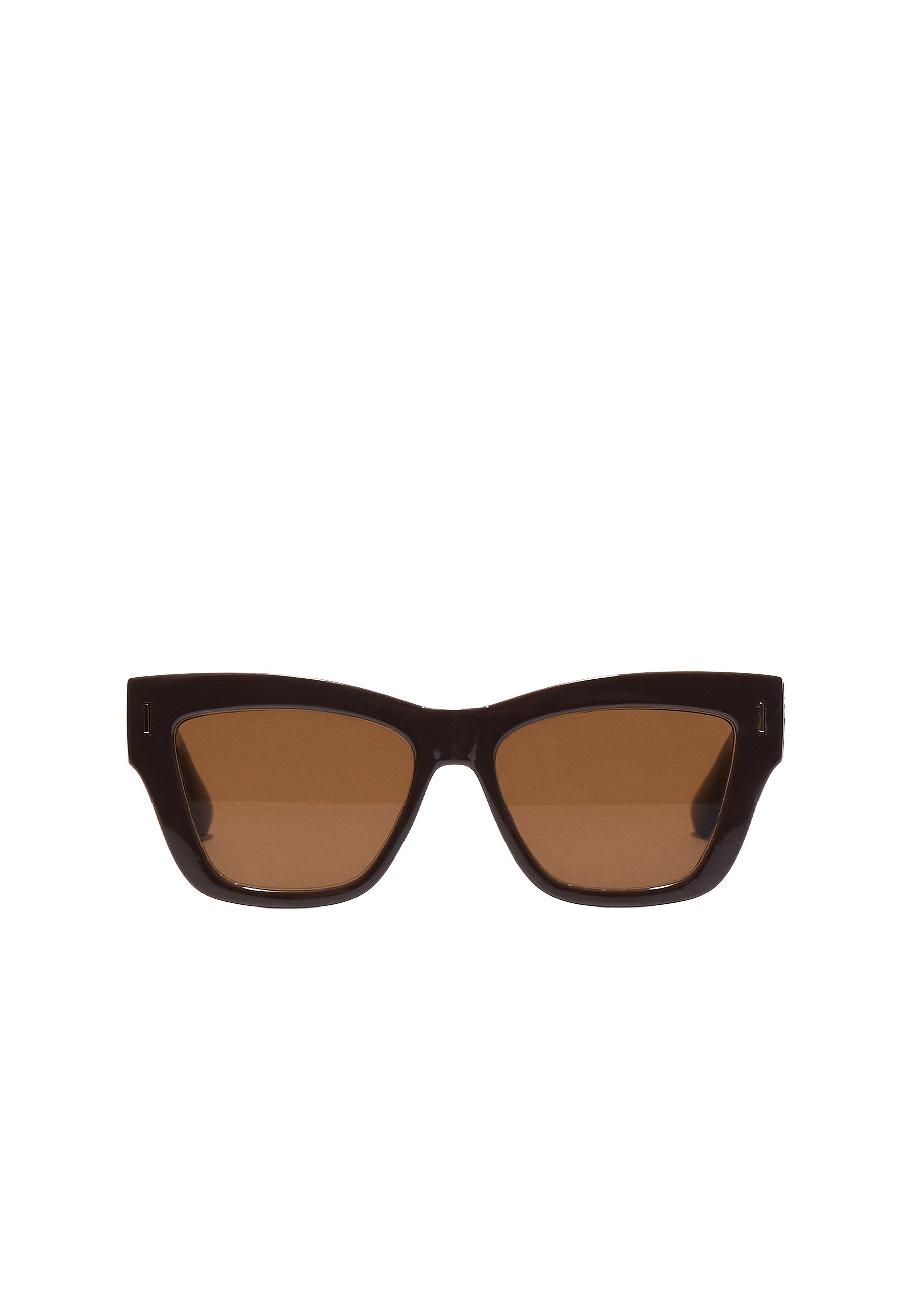 Square resin cat eye sunglasses with detail — Brown