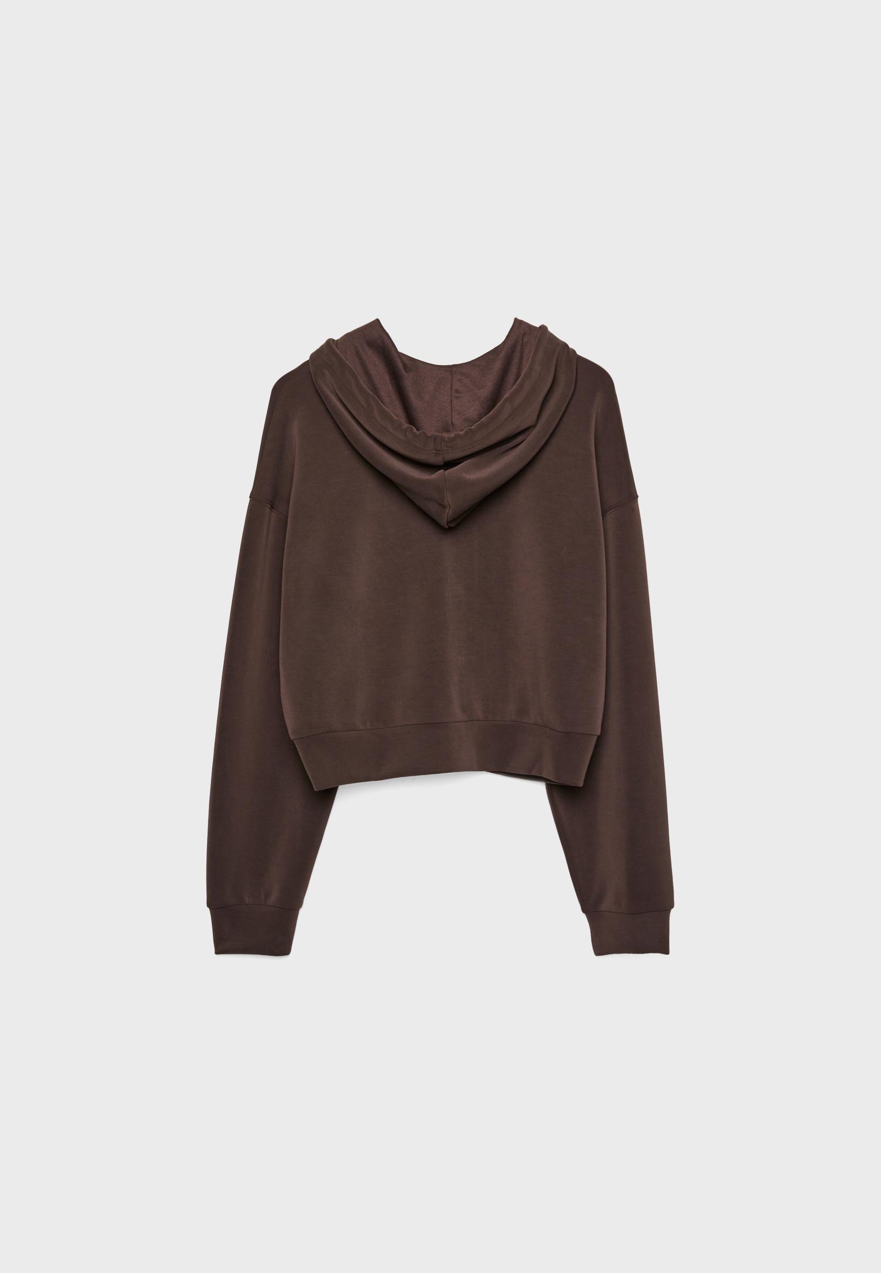 Soft-feel zip-up sweatshirt — Brown