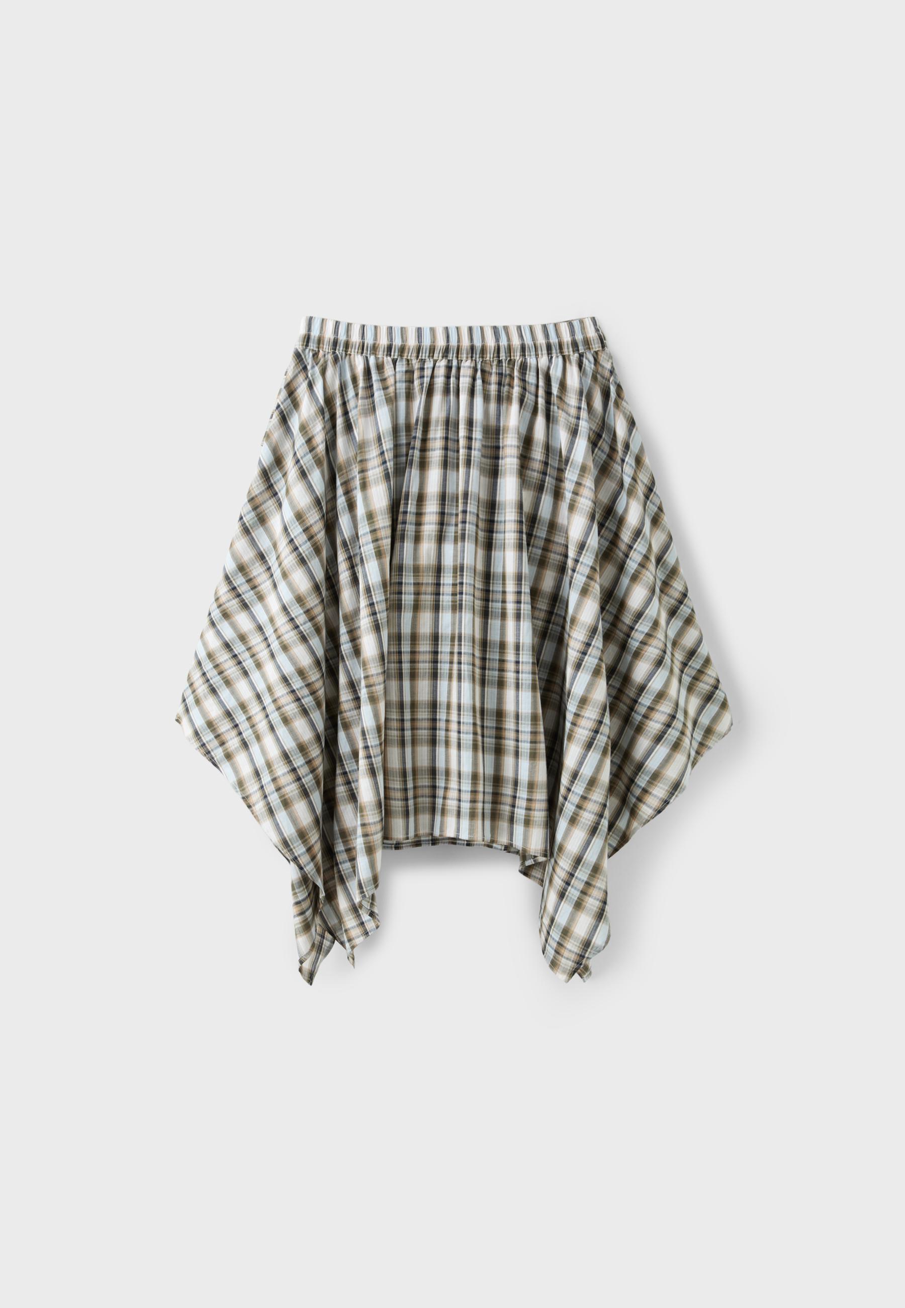 Printed shirt-sleeve detail midi skirt — Khaki