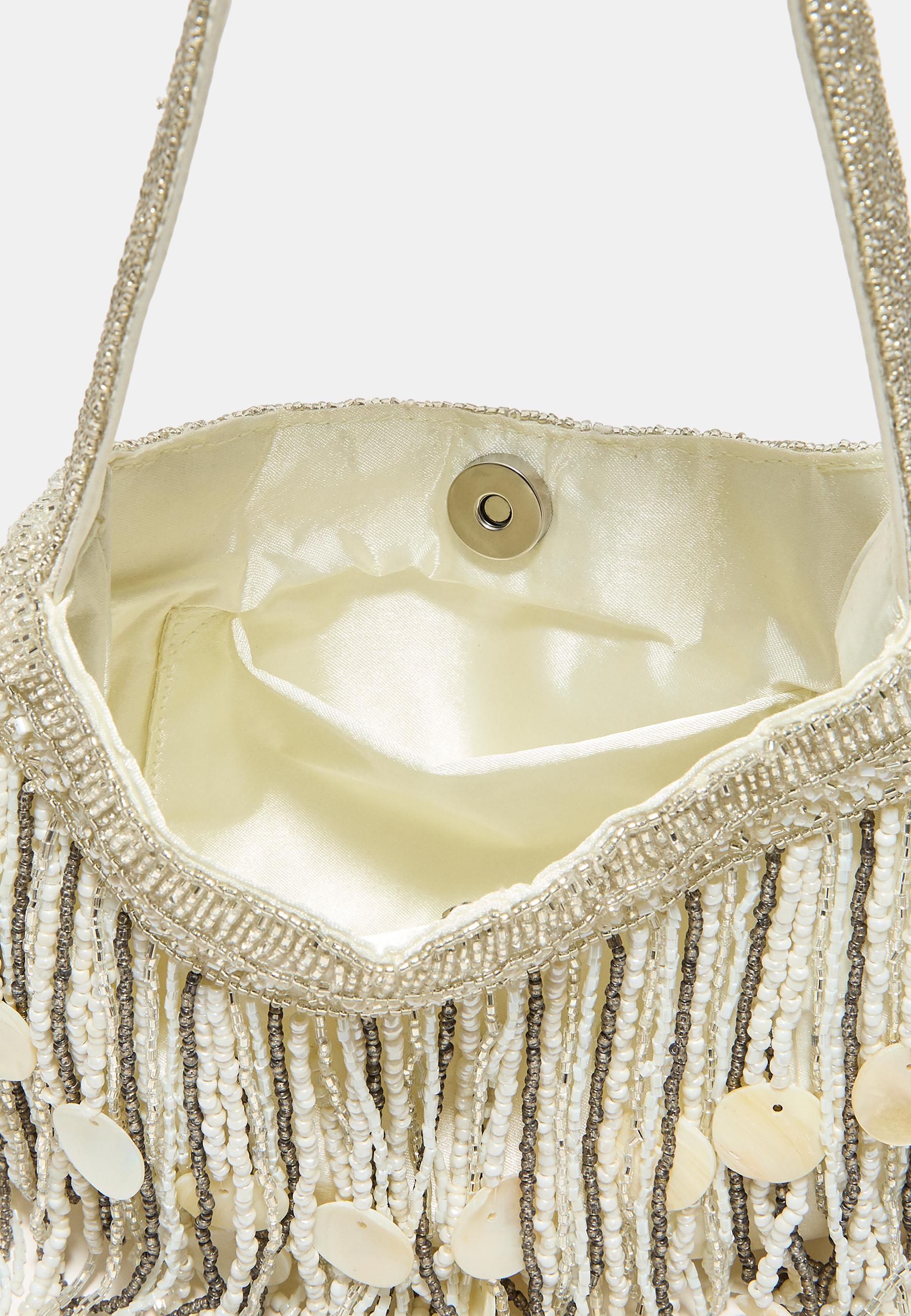 Beaded shoulder bag — Grey