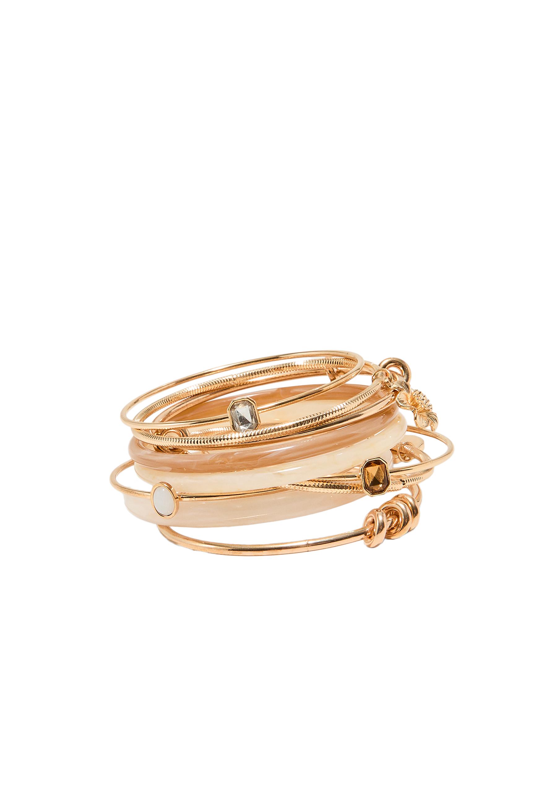 Set of 10 multi-charm bracelets — Gold