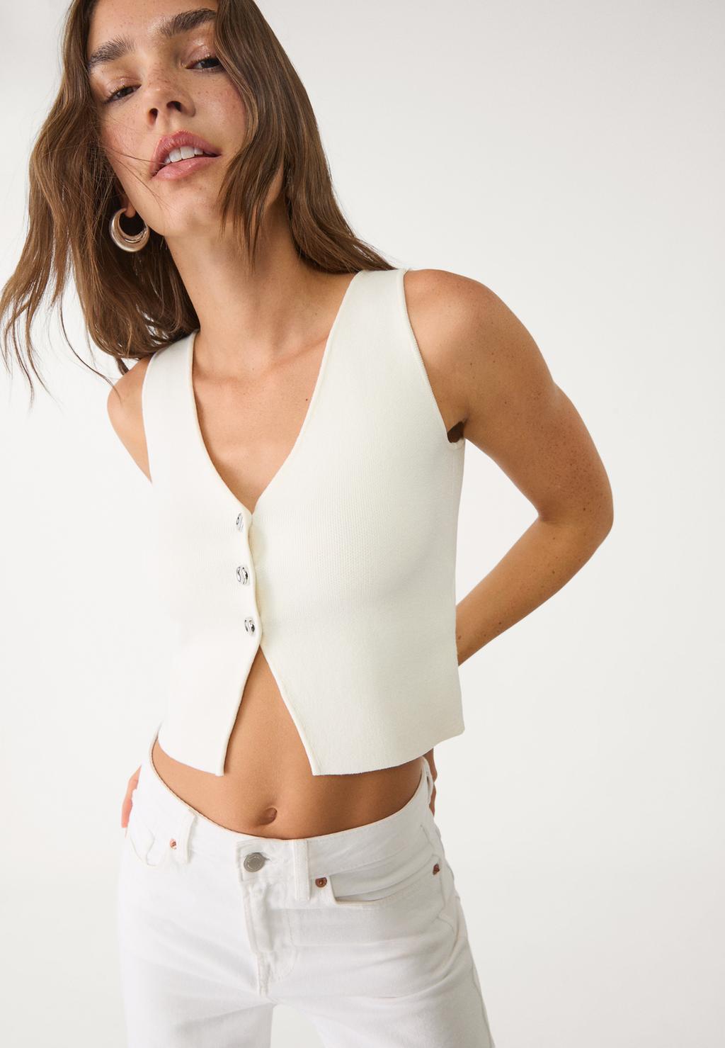 Knit top with buttons