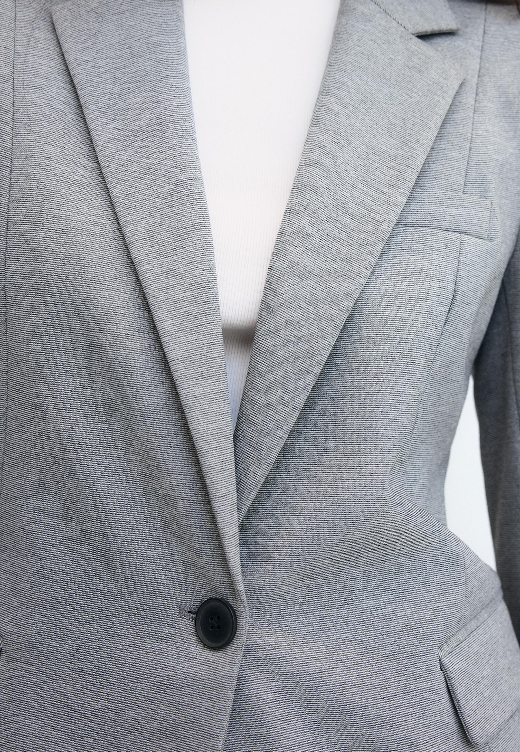 Basic knit blazer — Grey melange