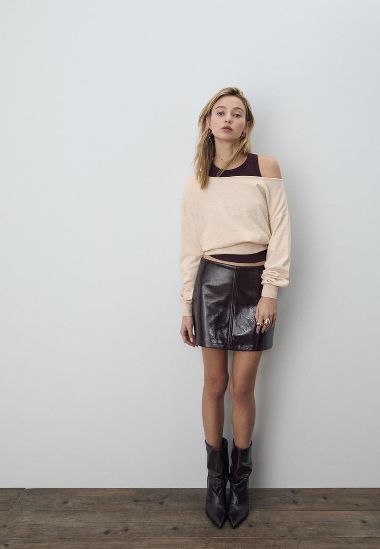 Asymmetrischer Strickpullover Steingrau M