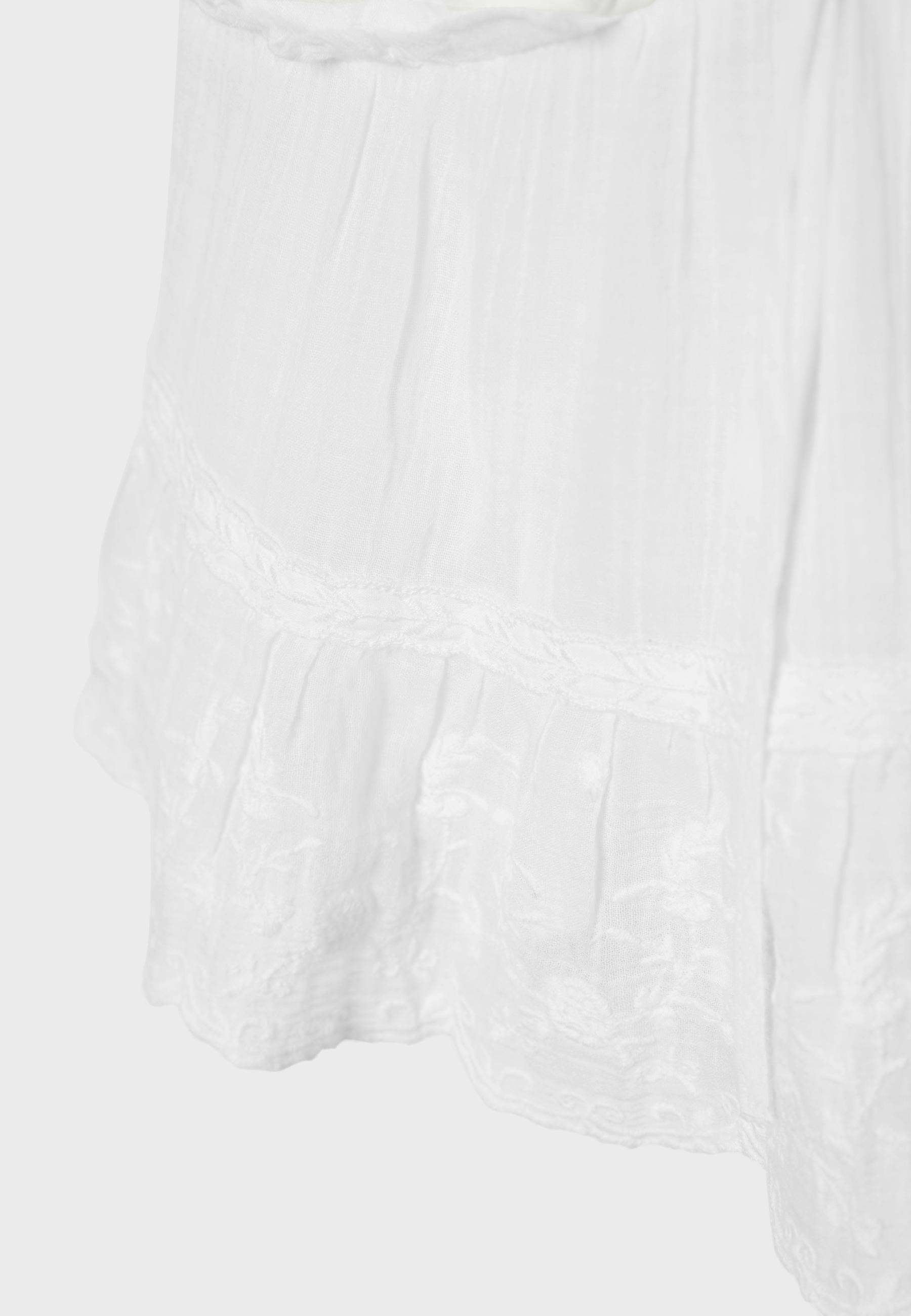 Embroidered flowing strappy top — Ecru