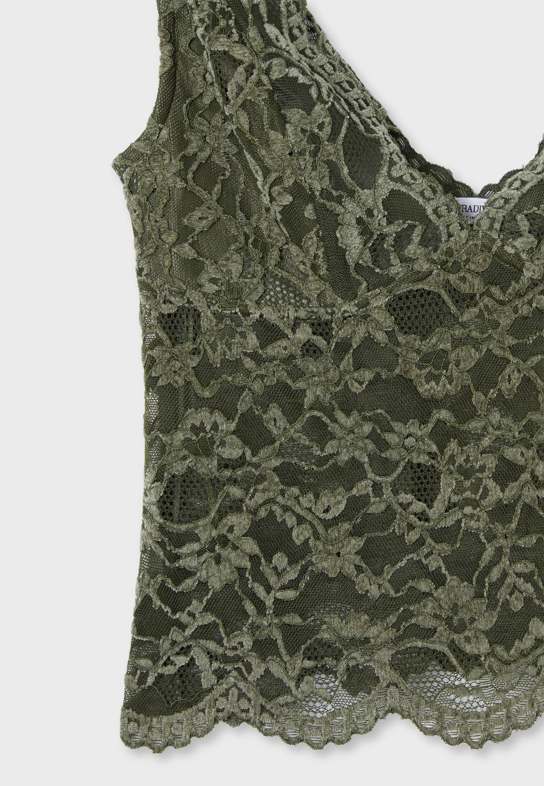 Wide-strap lace top — Khaki