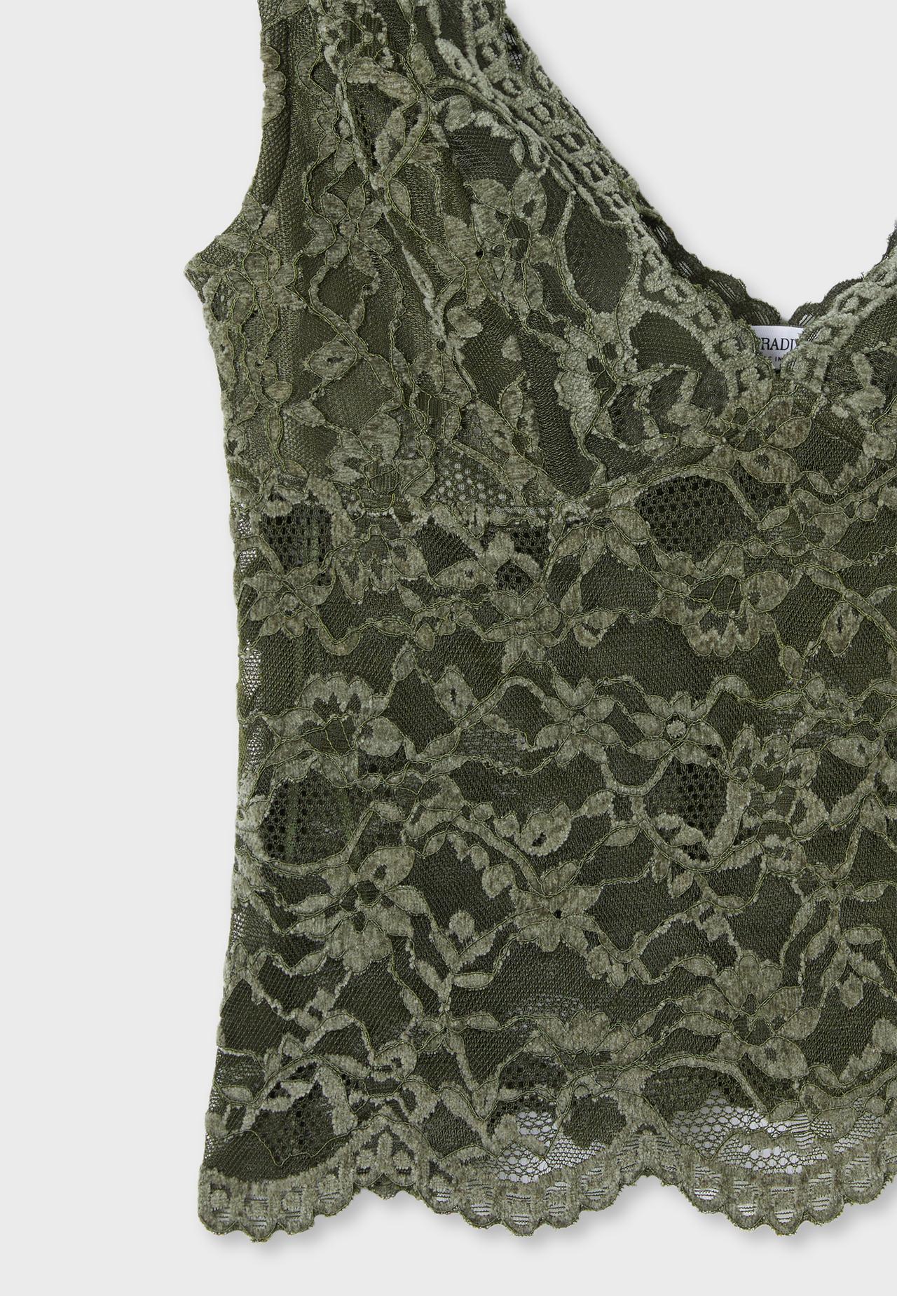 Lace top with wide straps — Khaki