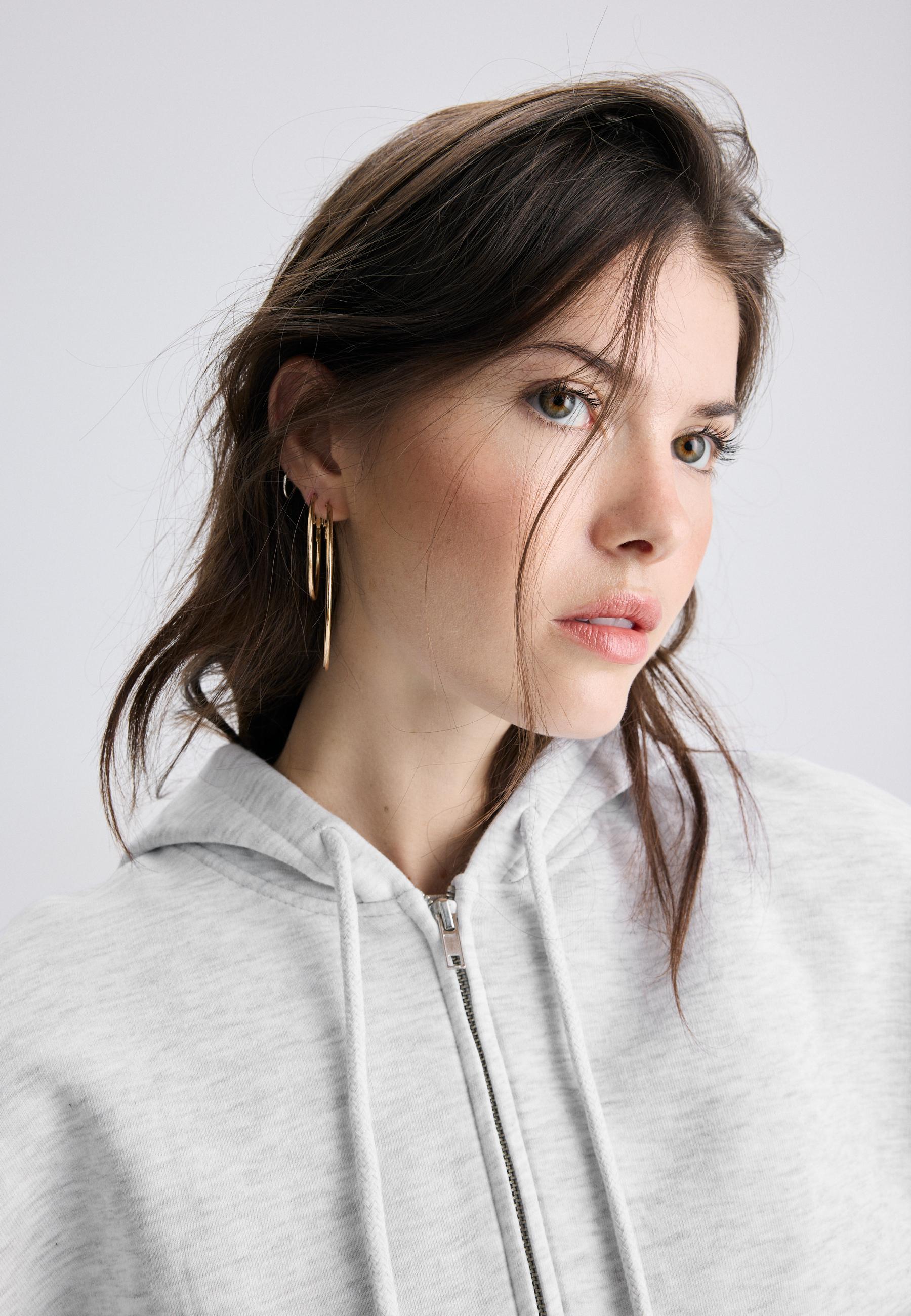 Set of 2 plain hoop earrings — Gold