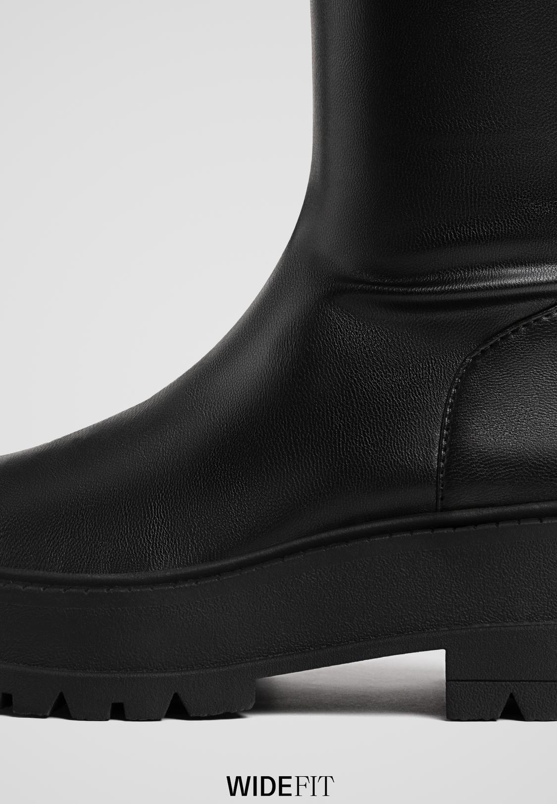 Asos Stivali Alti Pianta Larga Pianta Larga Asos Tronchetti Neri - Main Image