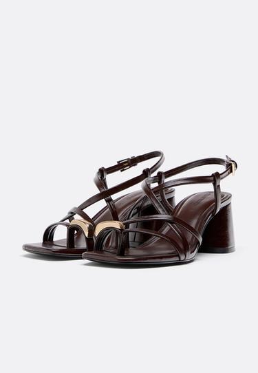 Multistrap detail heeled sandals — BROWN 2