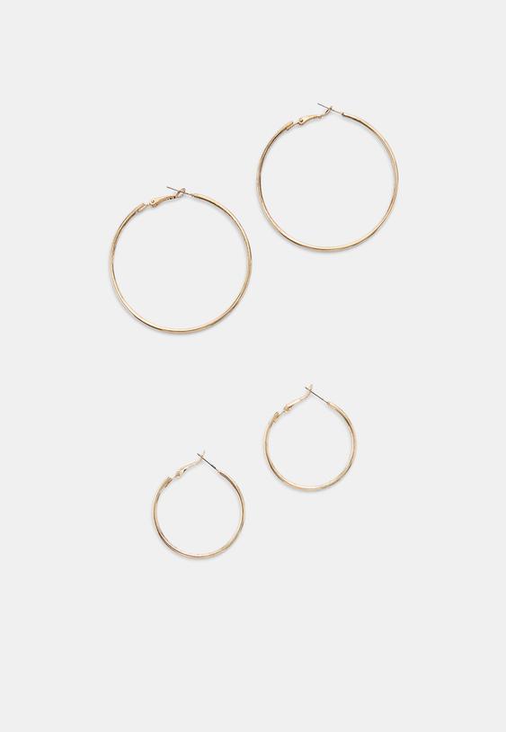 set van 2 gladde oorringen