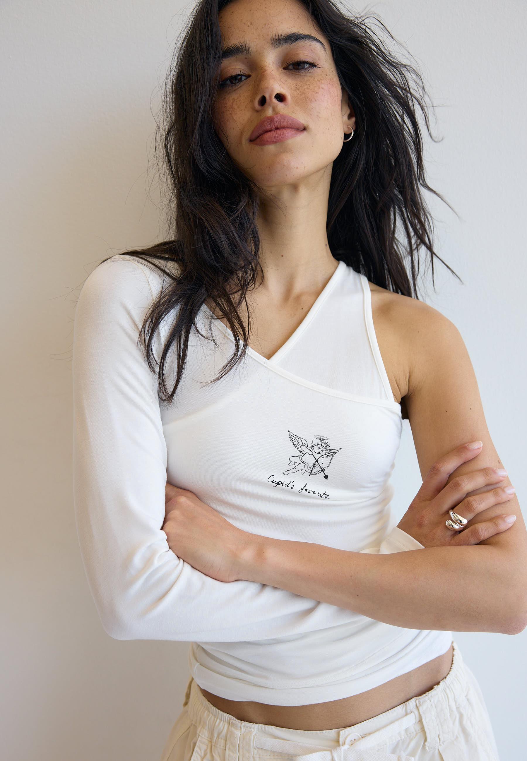 Double cherub print T-shirt — Ecru