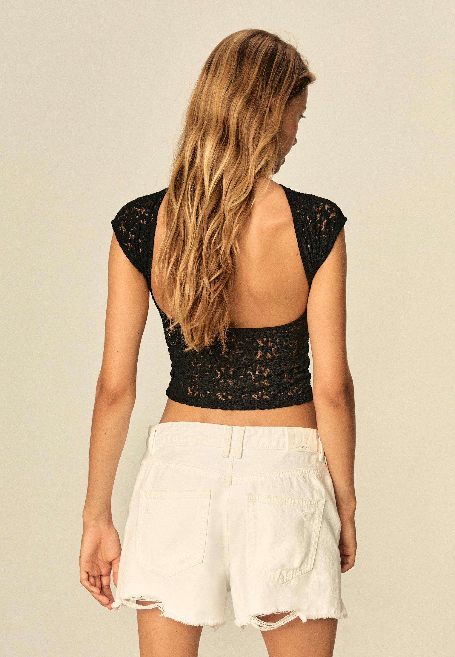 D75 Ripped denim shorts — White