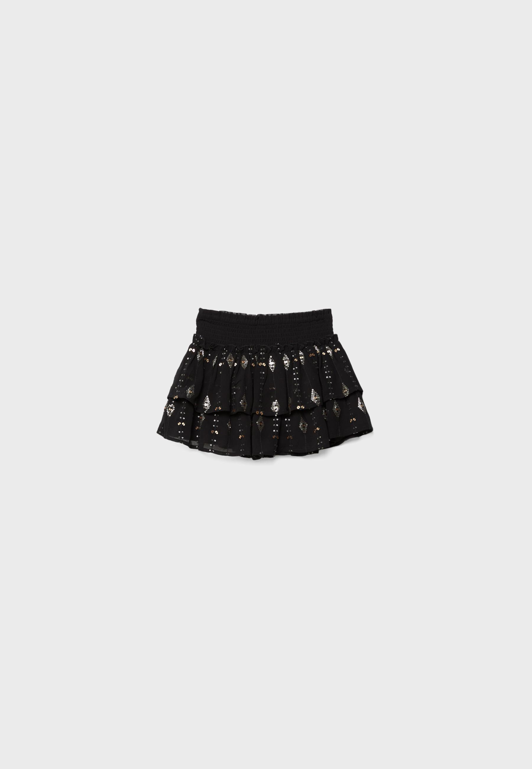 Embroidered mini skirt — Black