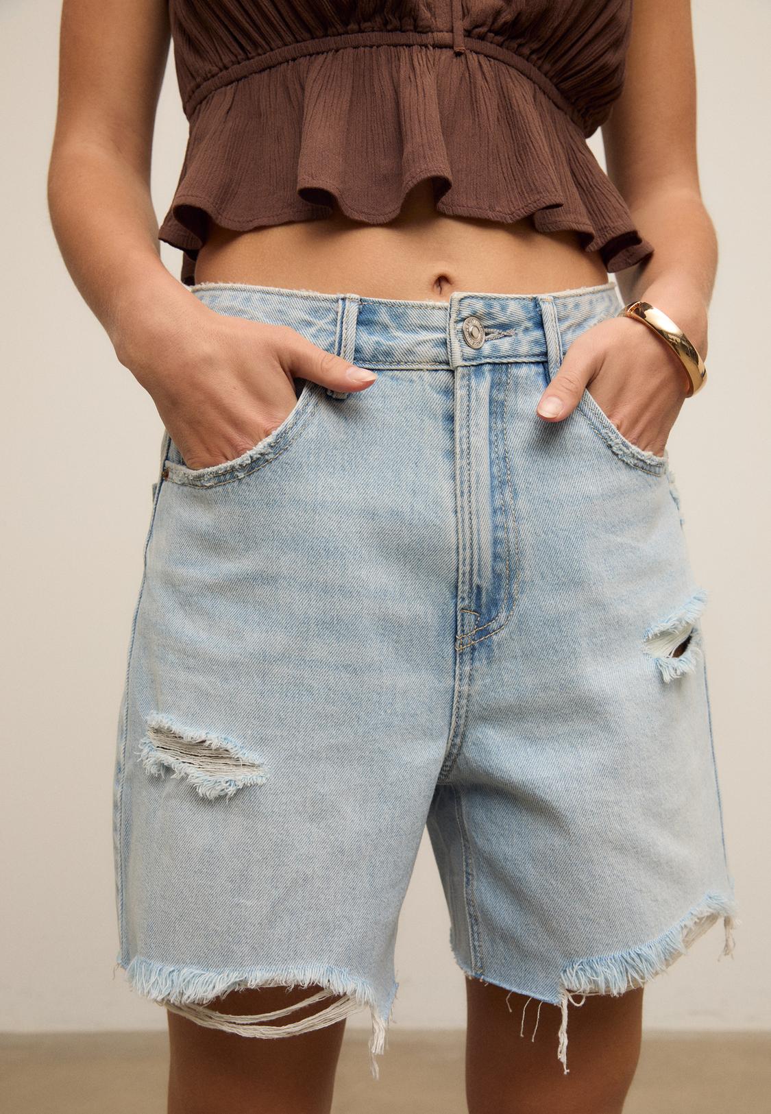 D93 Longline denim shorts - Main Image