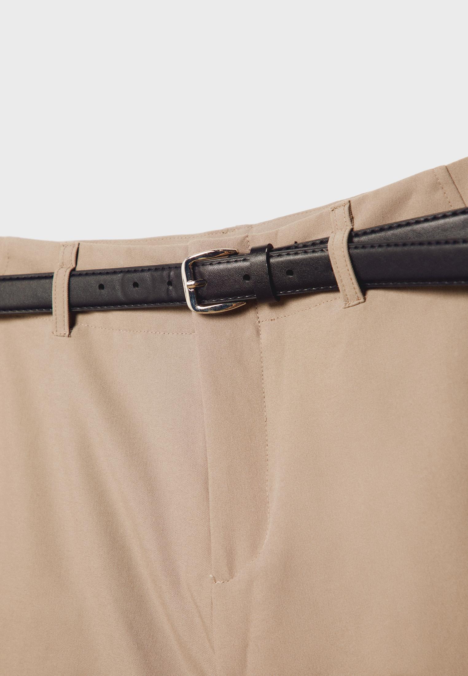 Flowing straight-leg smart trousers with belt - Women's