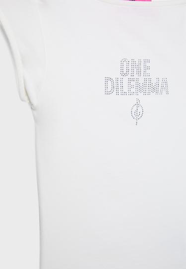 One Dilemma short sleeve boat neck T-shirt with rhinestones — White 8