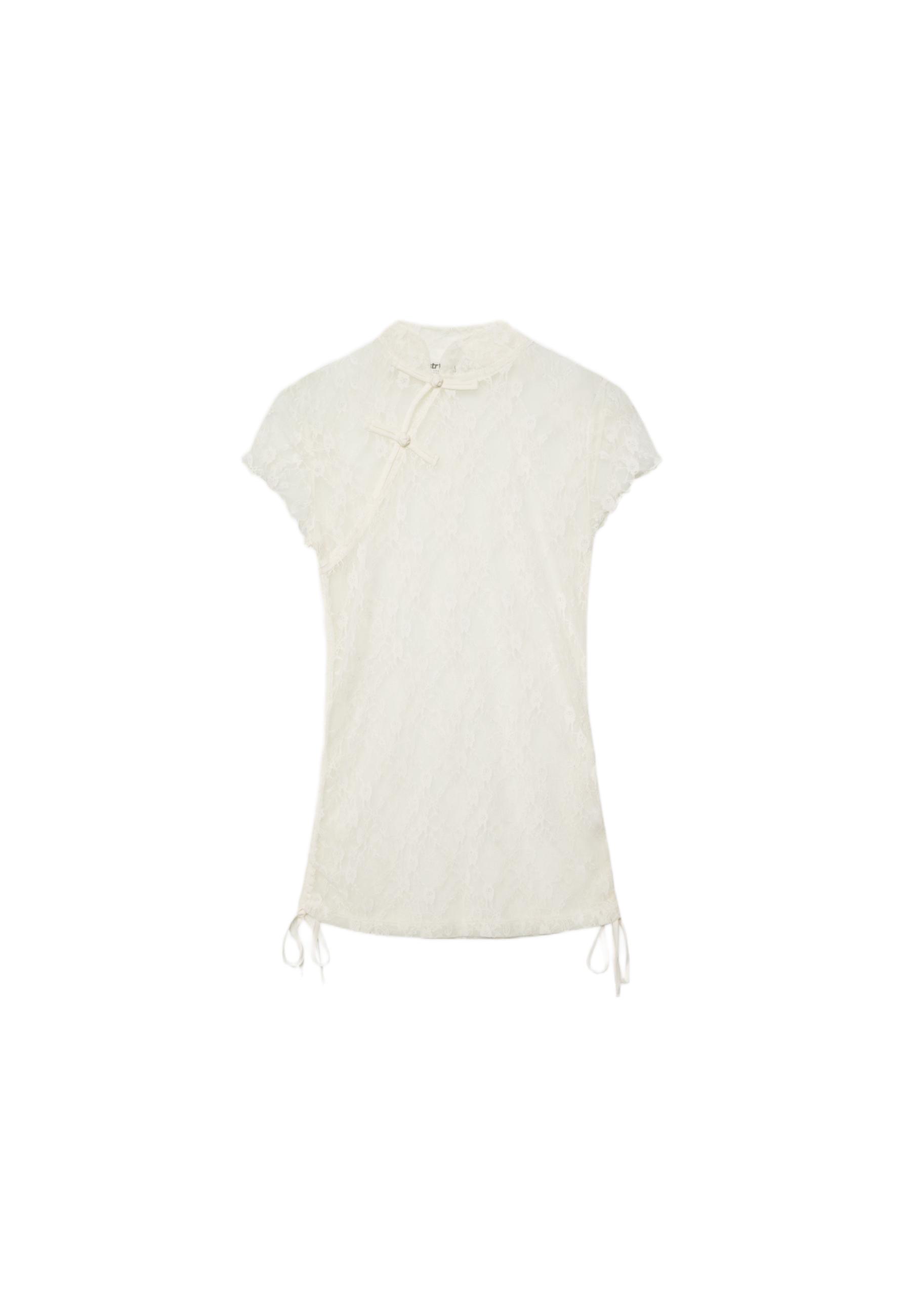 Short sleeve lace T-shirt — Ecru
