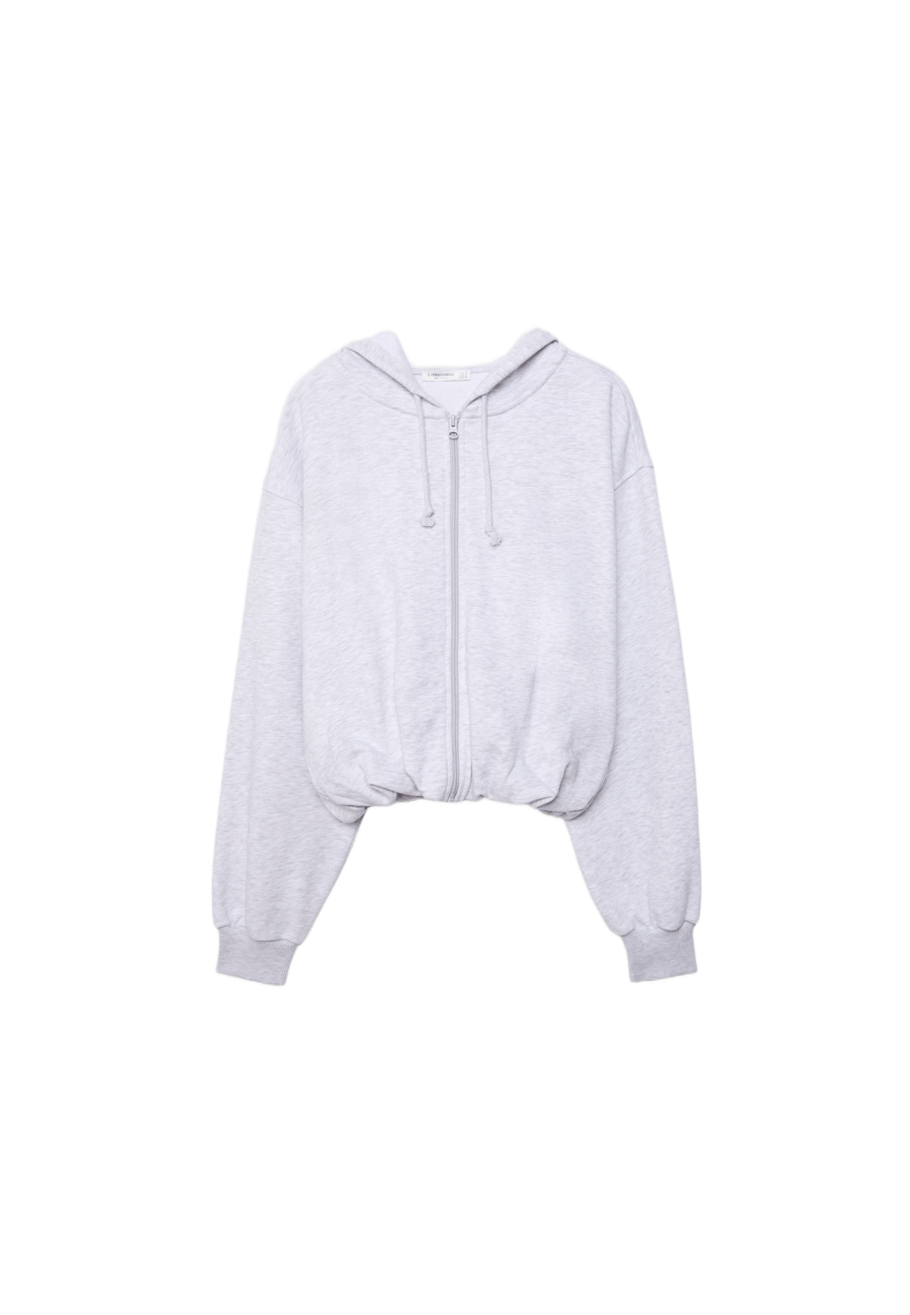 Printed Hooded Bomber Sweatshirt — Grey melange