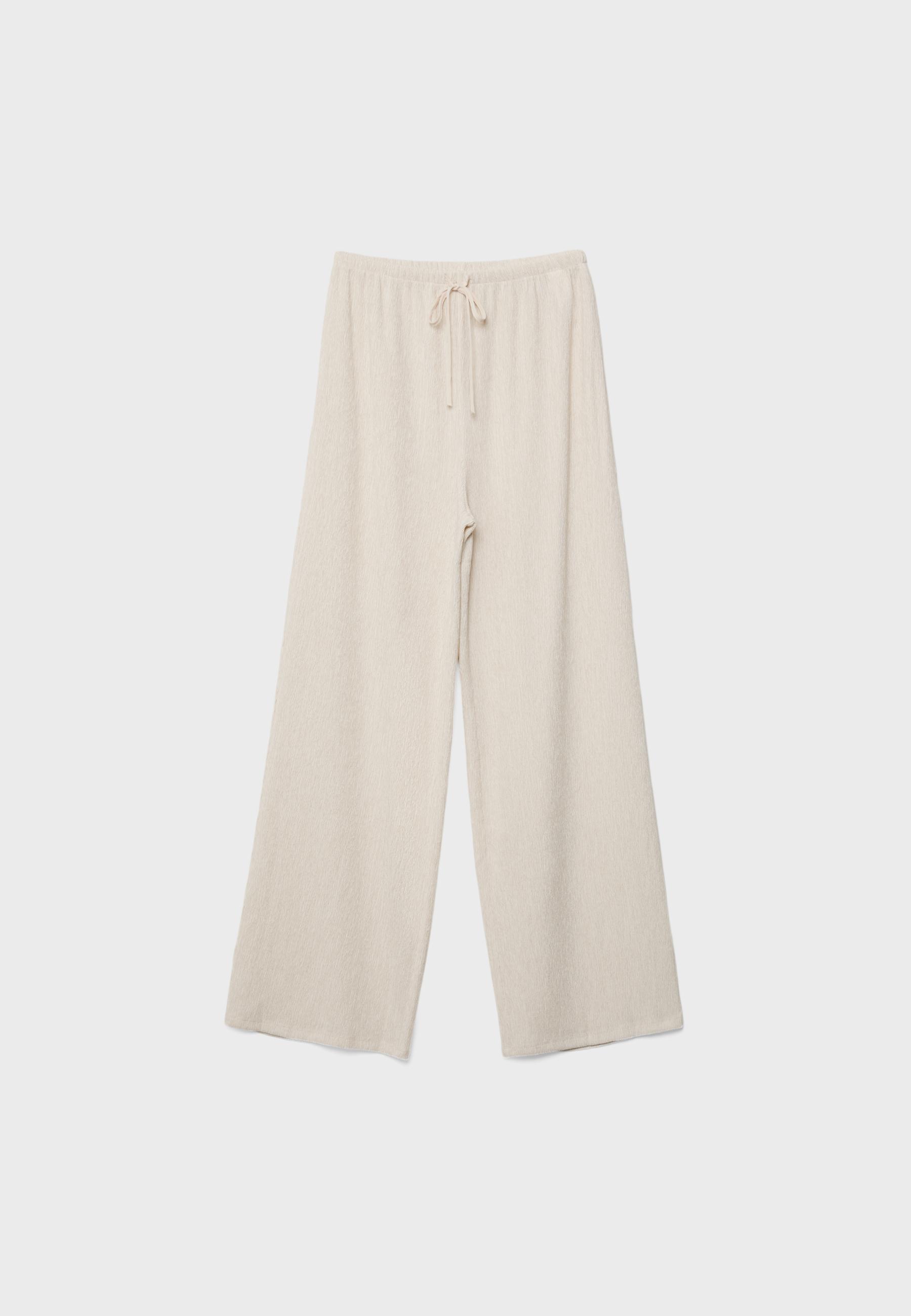 Straight-leg creased-effect trousers — Vanilla