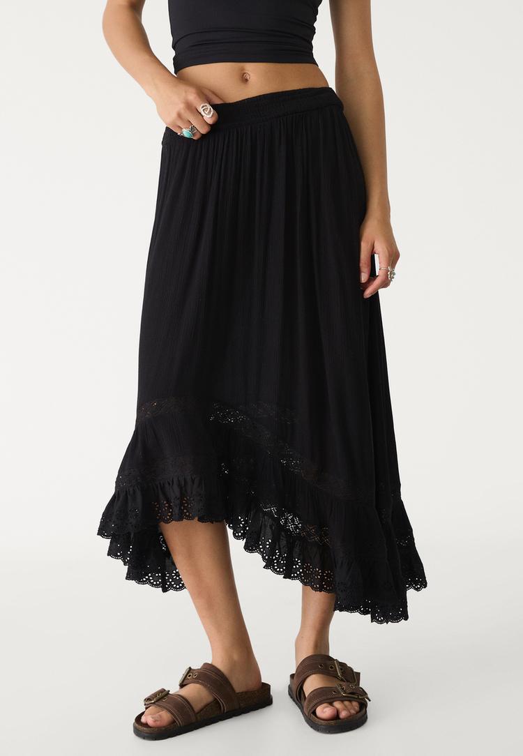 falda midi volante asimetrica