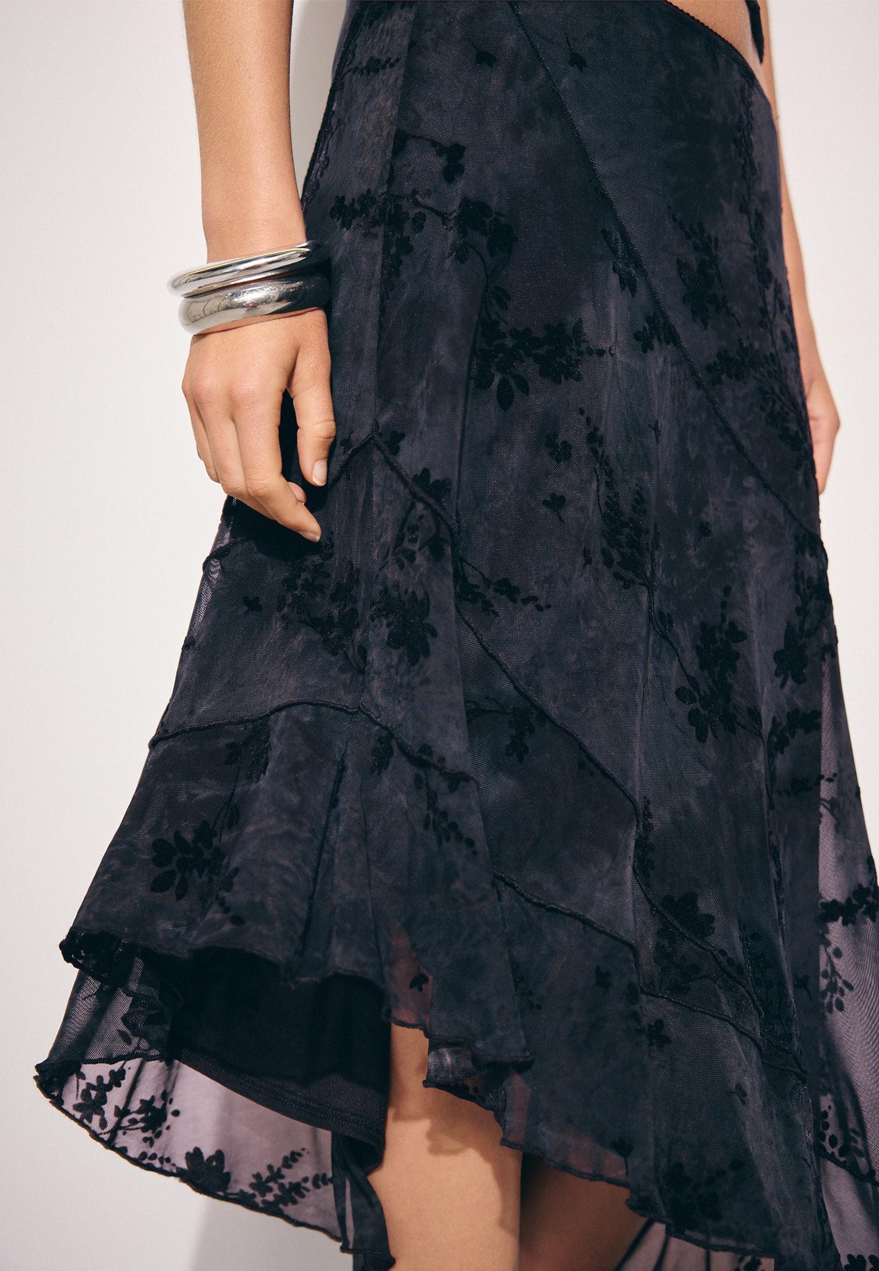 Asymmetric tulle skirt — Dark grey