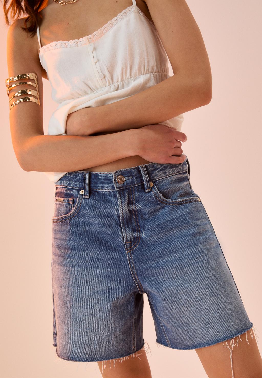 D93 Pantaloni scurți longline din denim