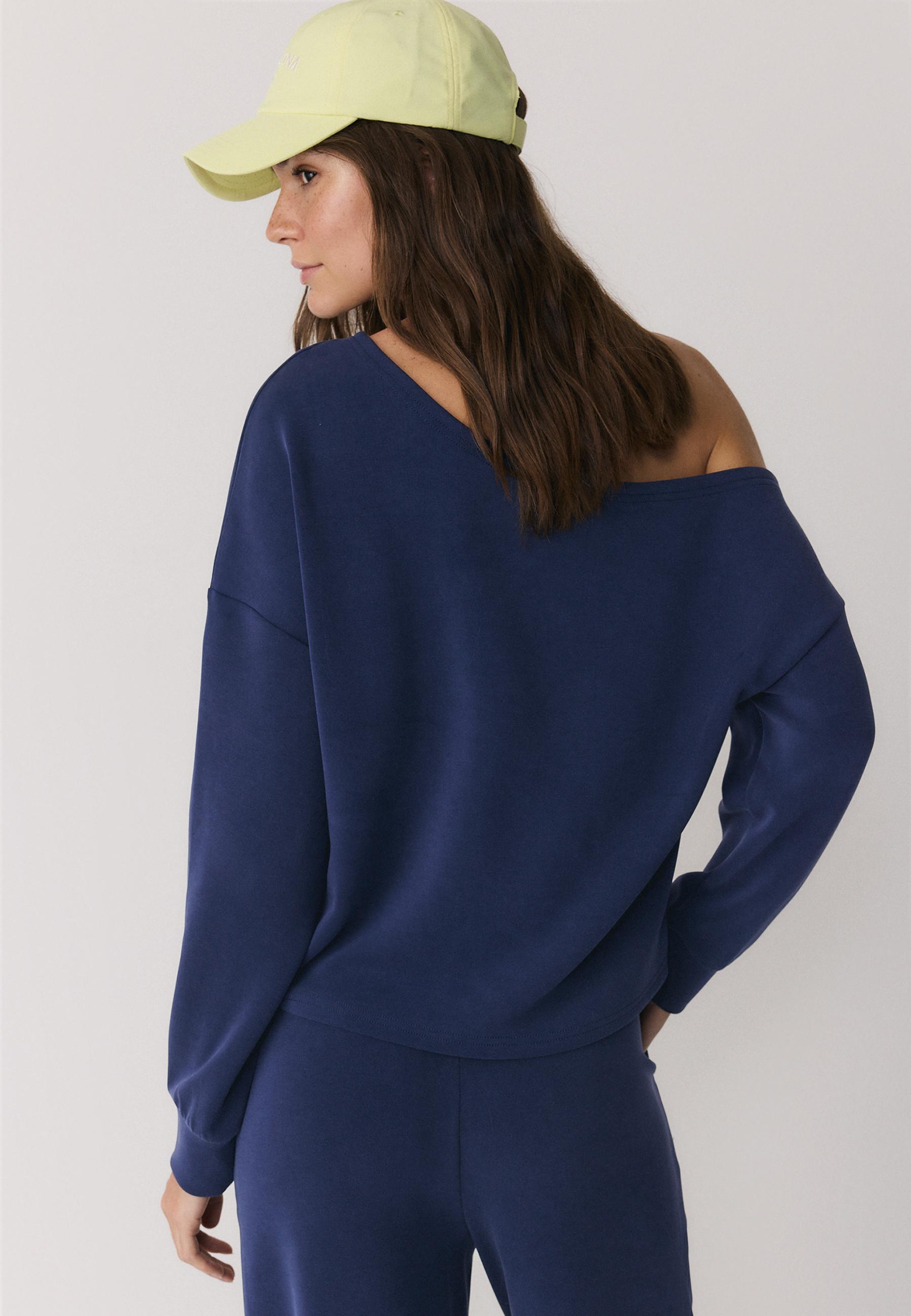 Soft-touch off-the-shoulder sweatshirt — Dark blue