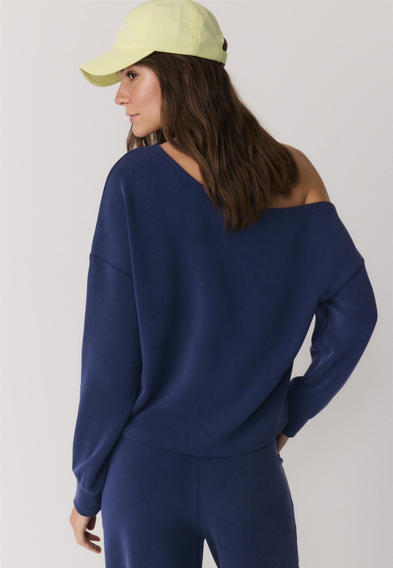 Soft-touch off-the-shoulder sweatshirt — Dark blue