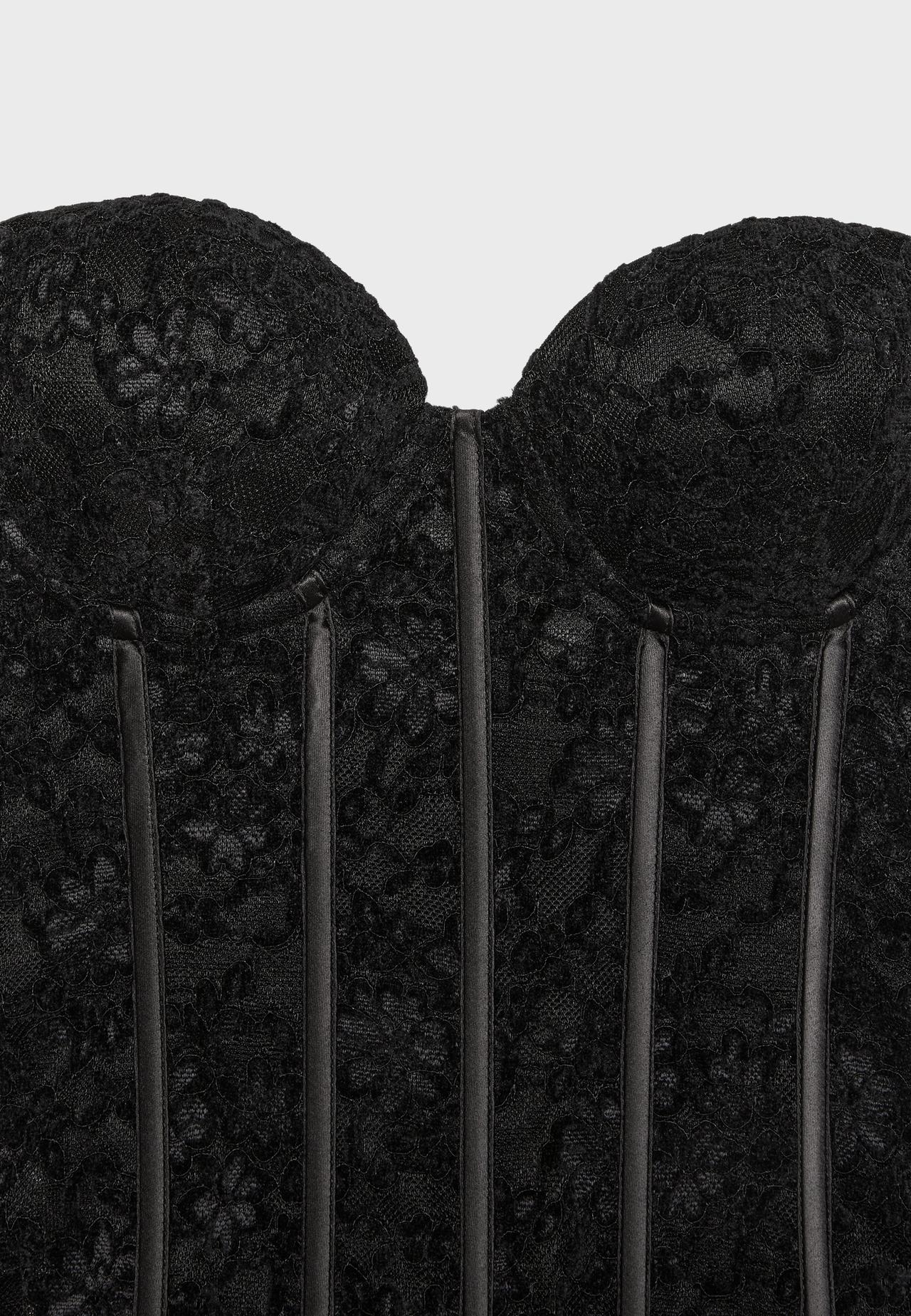 Lace corset with boning — Black