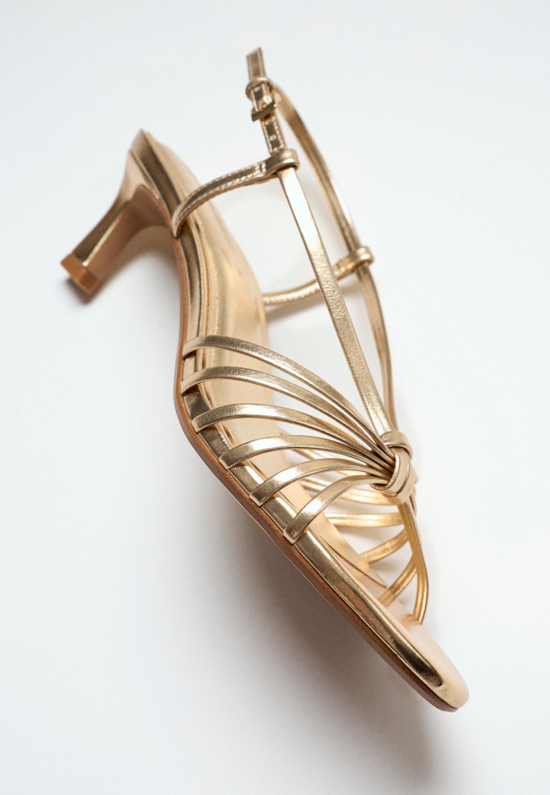 Gold multi-strap kitten heel sandals — GOLD