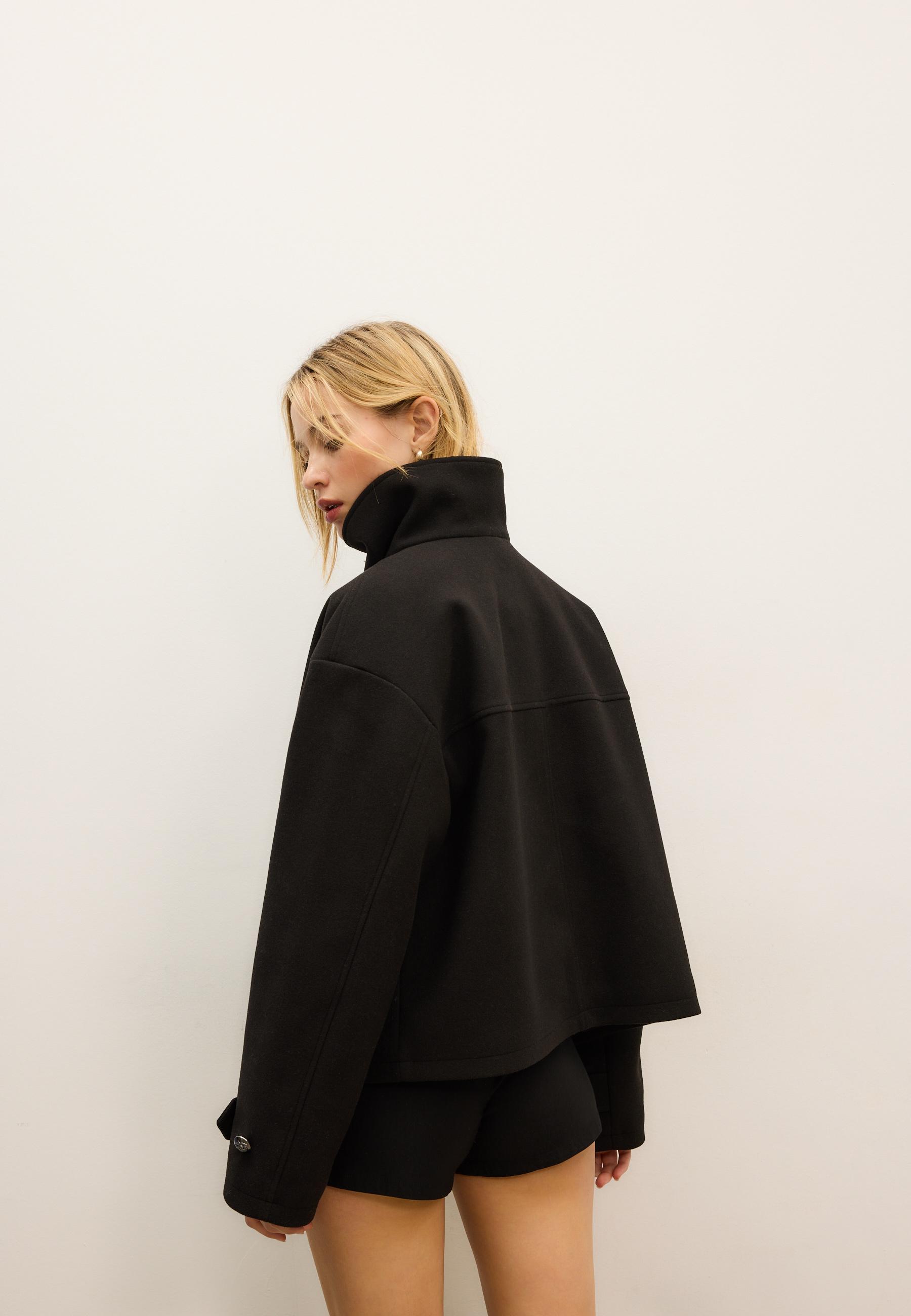 Soft-touch crossover high neck jacket - Women's fashion
