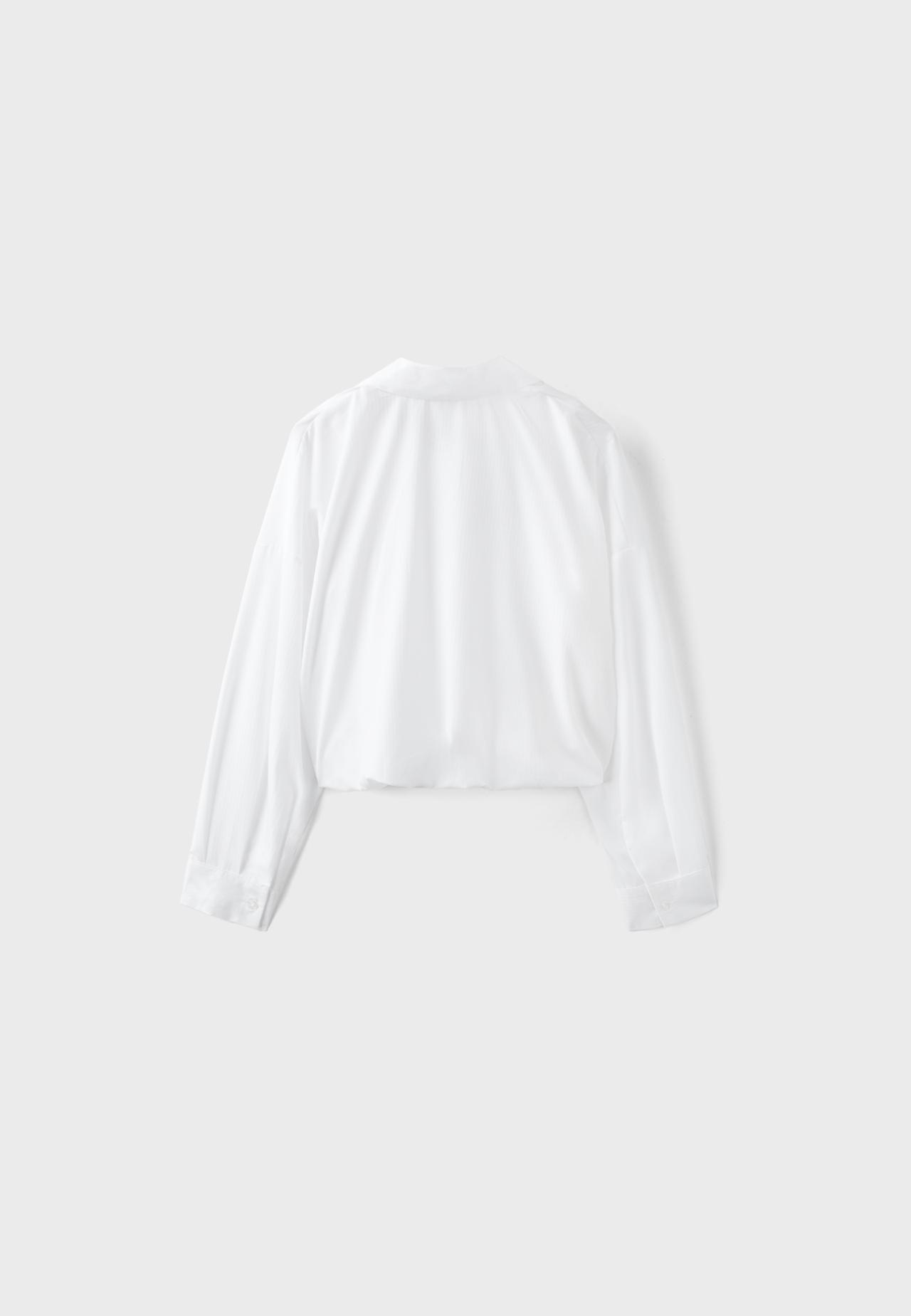 Two-material balloon shirt — White